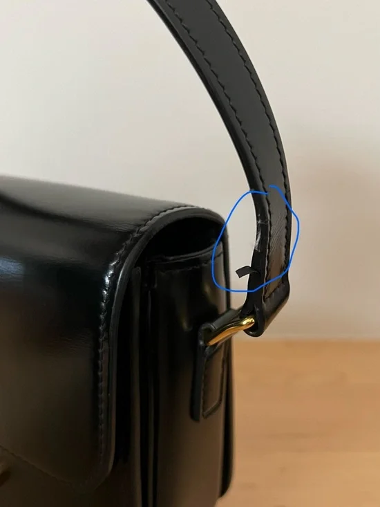 Authentic Celine Teen Triomphe Bag Black Shiny Calfskin - Picture 12 of 14